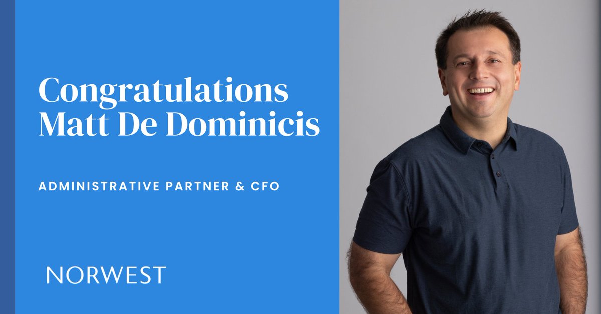 We are delighted to announce the promotion of Matt De Dominicis to Administrative Partner and CFO at Norwest! 👏 We couldn't be more proud to have Matt at the helm of critical Norwest functions, guiding us toward continued excellence. Hats off to Matt!