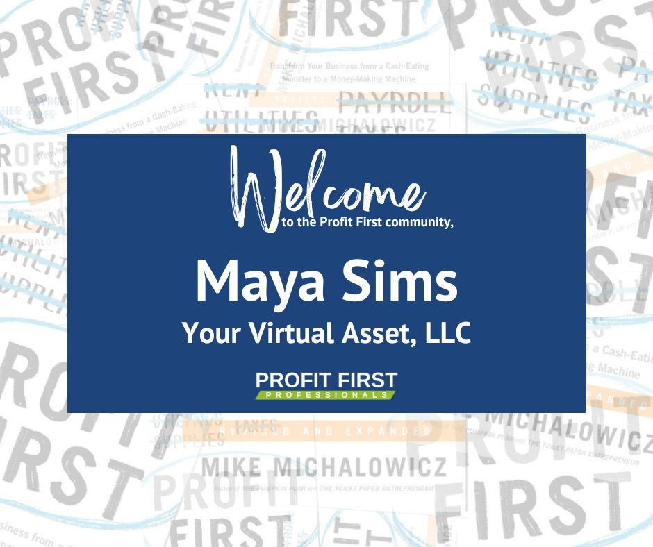 ProfitFirstPros's tweet photo. Join us in extending a warm welcome to Maya Sims of Your Virtual Asset, LLC, our newest member at Profit First Professionals!
Together, we're on the path to financial success! π°
#profitfirst #profitfirstprofessionals #profitfirstpros https://t.co/6rYdsEyIvc