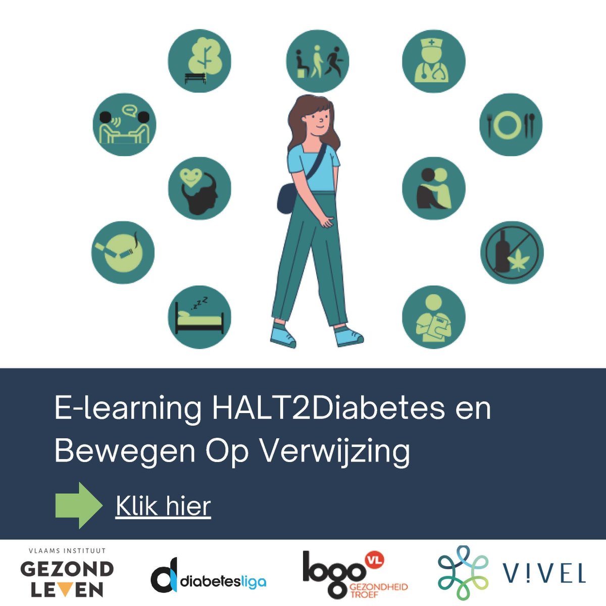 🚶‍♂️🍏 @_VIVEL_, @GezondLevenvzw, de Diabetes Liga en Vlaamse Logo’s lanceren een training rond HALT2Diabetes en Bewegen op Verwijzing met een e-learning & fysieke workshop in motiverende gespreksvoering 👉 e-learning: buff.ly/3UG3meq 👉 factsheets: buff.ly/3T0xxvR