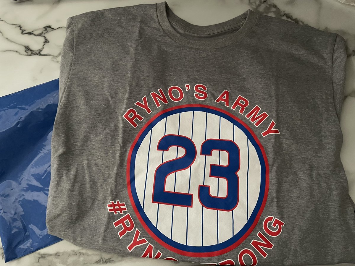 Always love getting an @obvious_shirts pkg in the mail. When it’s for a good cause, it makes it even better. 🦏💪 #RynoStrong #Cubs