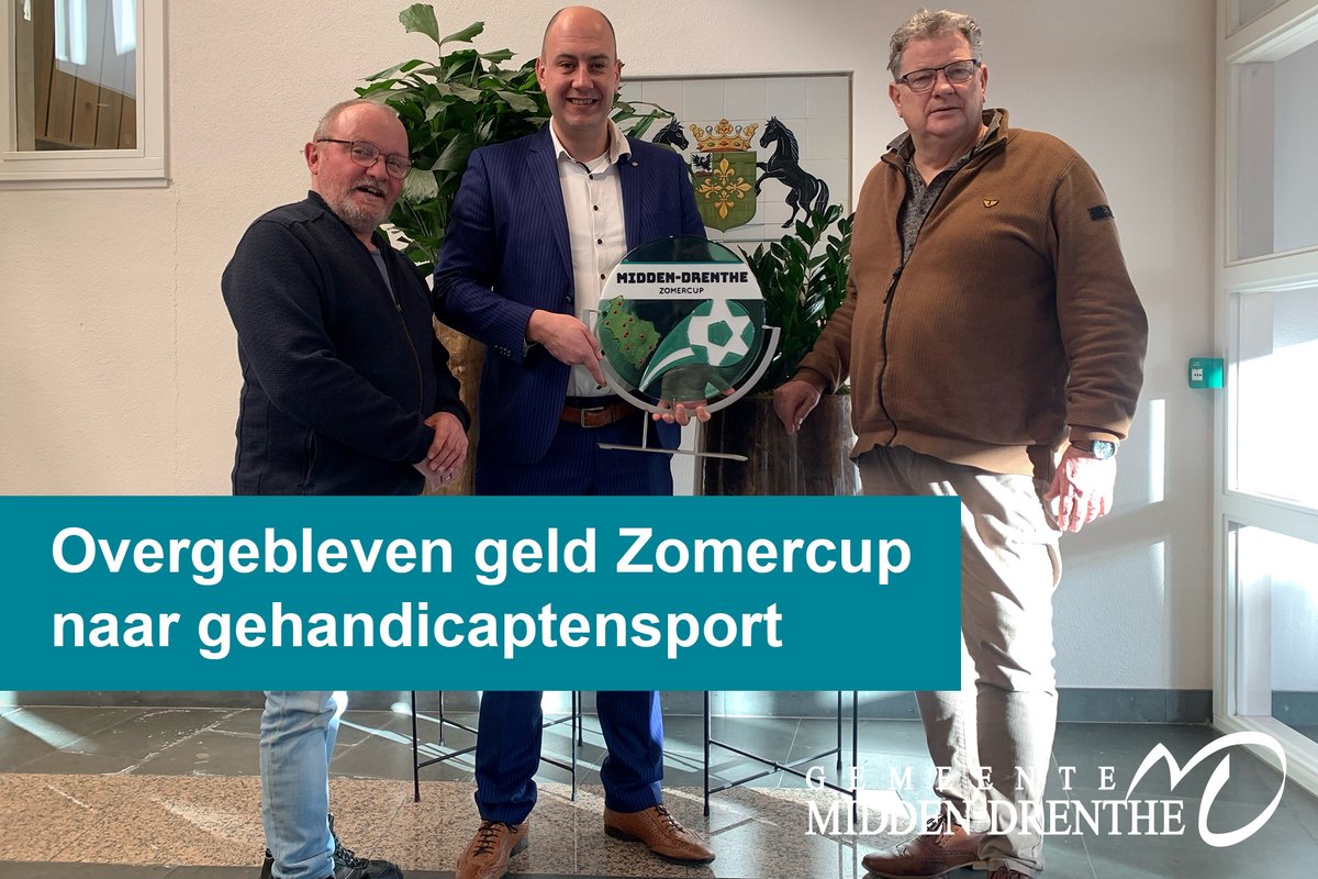Bij het stoppen van de Midden-Drenthe Zomercup, heeft de stichting die het voetbaltoernooi organiseerde het overgebleven geld geschonken voor de gehandicaptensport. 'Een prachtig doel zodat iedereen ook echt mee kan doen!' Lees er meer over: middendrenthe.nl/nieuwsoverzich…