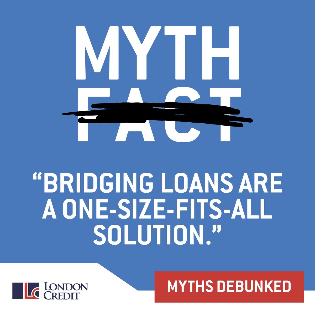 Misconception of the month: bridging loans are a one-size-fits-all solution.
The Truth: Your financial needs are unique, and so are our solutions. At #LondonCredit, we tailor our #bridgingloans to fit your specific requirements.