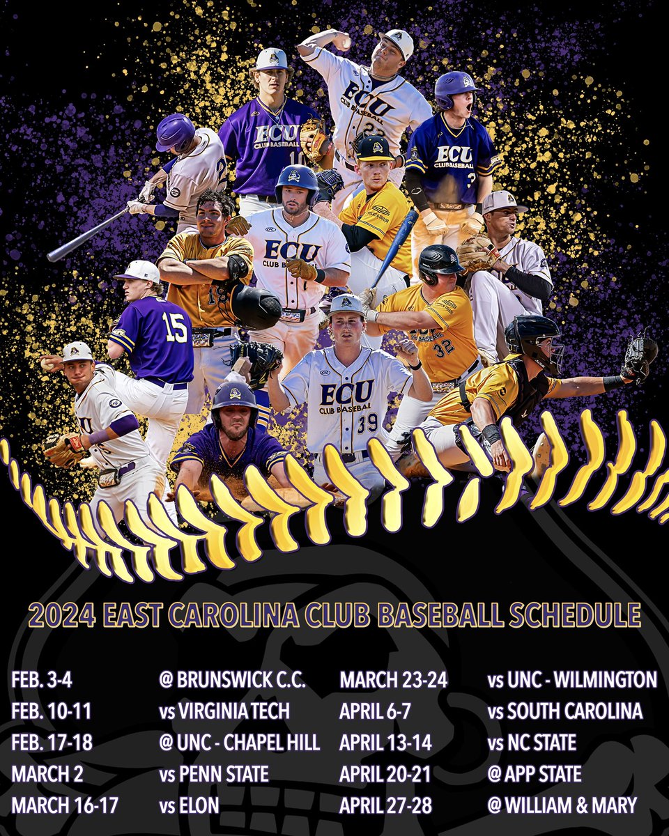 ECUClubBaseball's tweet image. Your 2024 East Carolina Club Baseball Schedule‼️