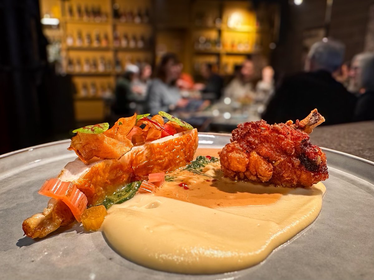 Chicken - defiantly not boring. Roast chicken | Jerusalem Artichoke | Rainbow Chard | Pink Peppercorn Sauce Just look at the MFC back on the menu on this updated dish as so many of you made sure to tell me you loved it and have messaged asking when it’s back. Love our guests!