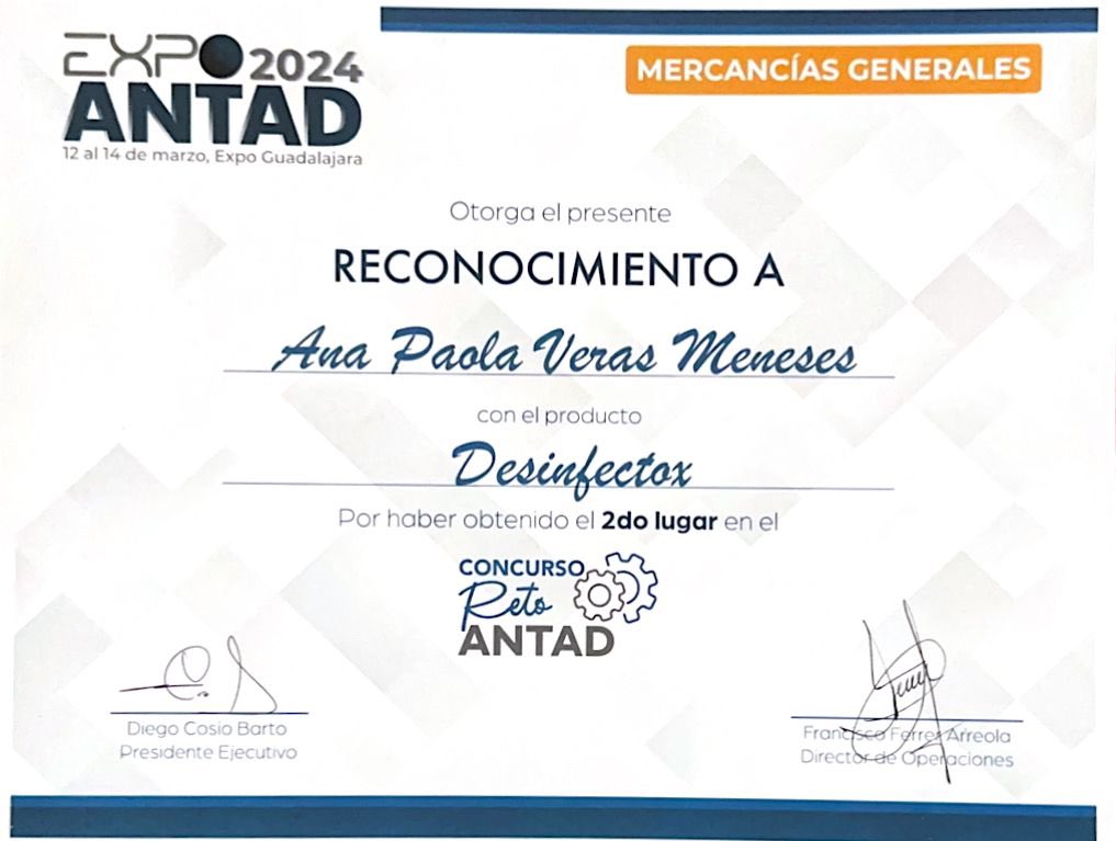 utec_tgo's tweet image. 💚💙 Estudiantes de la Licenciatura de Innovación de Negocios y Mercadotecnia de la Universidad Tecnológica de Tulancingo (UTEC) destacaron en la final del Concurso Reto ANTAD Emprendedor 2024. Con su dedicación y creatividad, lograron el segundo lugar con Desinfectox…