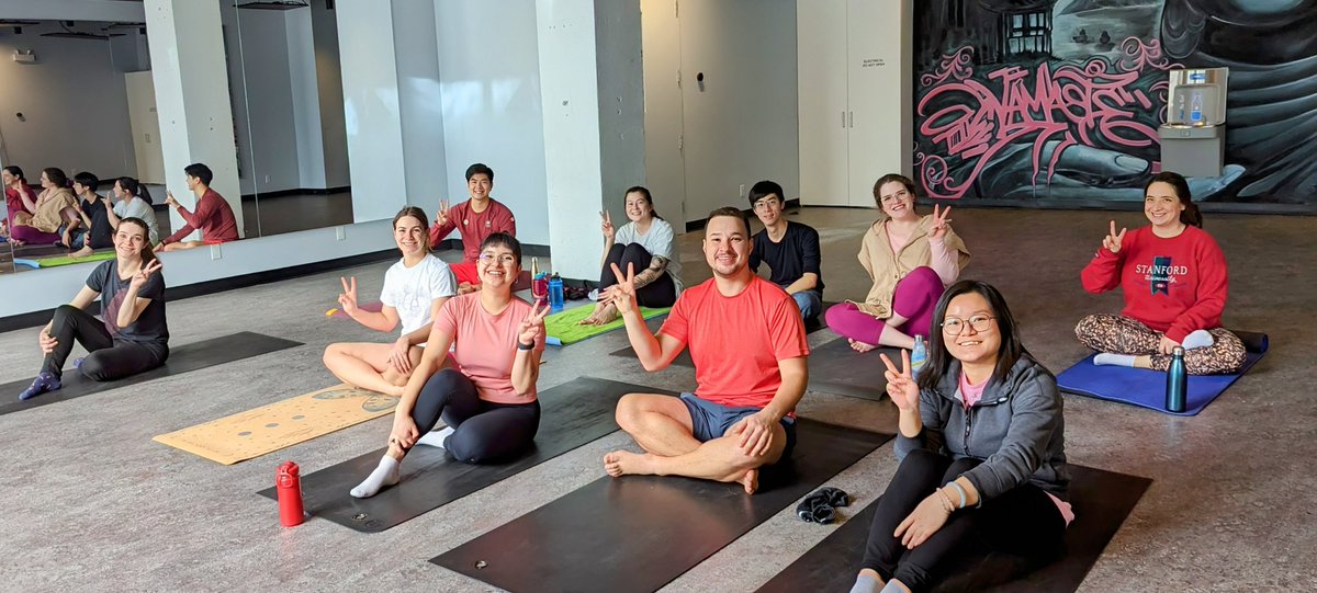 Valentine's day group yoga. Fun to connect, unwind and celebrate ❤️ of research &amp; working together as a team
