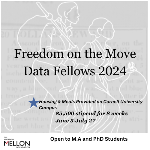 Graduate Students! We are looking for 5 M.A. or PhD students who want to work on Freedom on the Move Metadata. Campus housing provided with meal plan, $5,500 stipend, and hands-on experience with digital humanities/history. #Twitterstorians tell your students! Link to apply 👇🏾