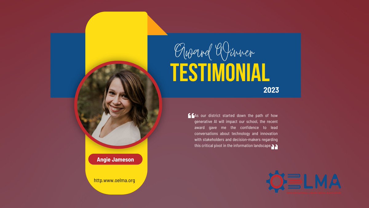 @Mrs_Jameson_CF received the OELMA Tech Innovation Award in 2023.  Angie shares what the award meant to her in this week's blog oelma.org/Blog