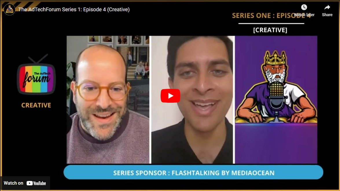 flashtalking's tweet photo. As proud sponsors of #TheAdTechForum with hosts
@AdTechGod and @JeremyBloomHere, we want to thank guest speaker @LaiNikhil. Watch now for his insights on innovation in creative testing and optimization. #CreativeAdTech #FlashtalkingFresh
https://t.co/0v3pMCIBWI https://t.co/DcD5eM3Wc8