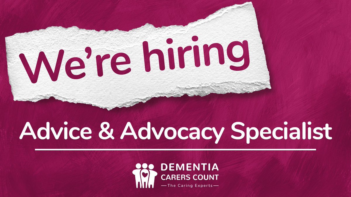 We’re looking for an Advice & Advocacy Specialist to join our Services Team as we expand our support so that no dementia carer feels isolated, invisible or alone. Read more: buff.ly/3I1AIgk #CharityJobs
