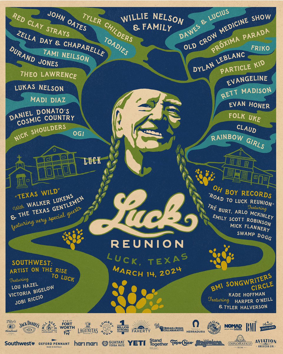 Here it is: The Luck Reunion 2024 artist lineup. Hope to see you there. Thanks to our sponsors and partners.