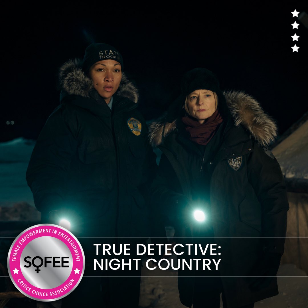 JamieBroadnax's tweet photo. Congratulations to True Detective: Night Country on earning a Critics Choice Seal of Female Empowerment in Entertainment (SOFEE).
#Sofee #TrueDetectiveNightCountry https://t.co/a3Nm5wPsVU