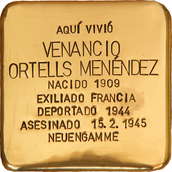#OTD en 1945 fue asesinado en el campo de concentración de Neuengamme VENANCIO ORTELLS MENÉNDEZ 🔻 #deportado Un 🟨 #Stolpersteine le recuerda en la puerta del que fue su domicilio, en la ciudad de Madrid. 'Una piedra, un nombre, una persona' #RememberNeuengamme