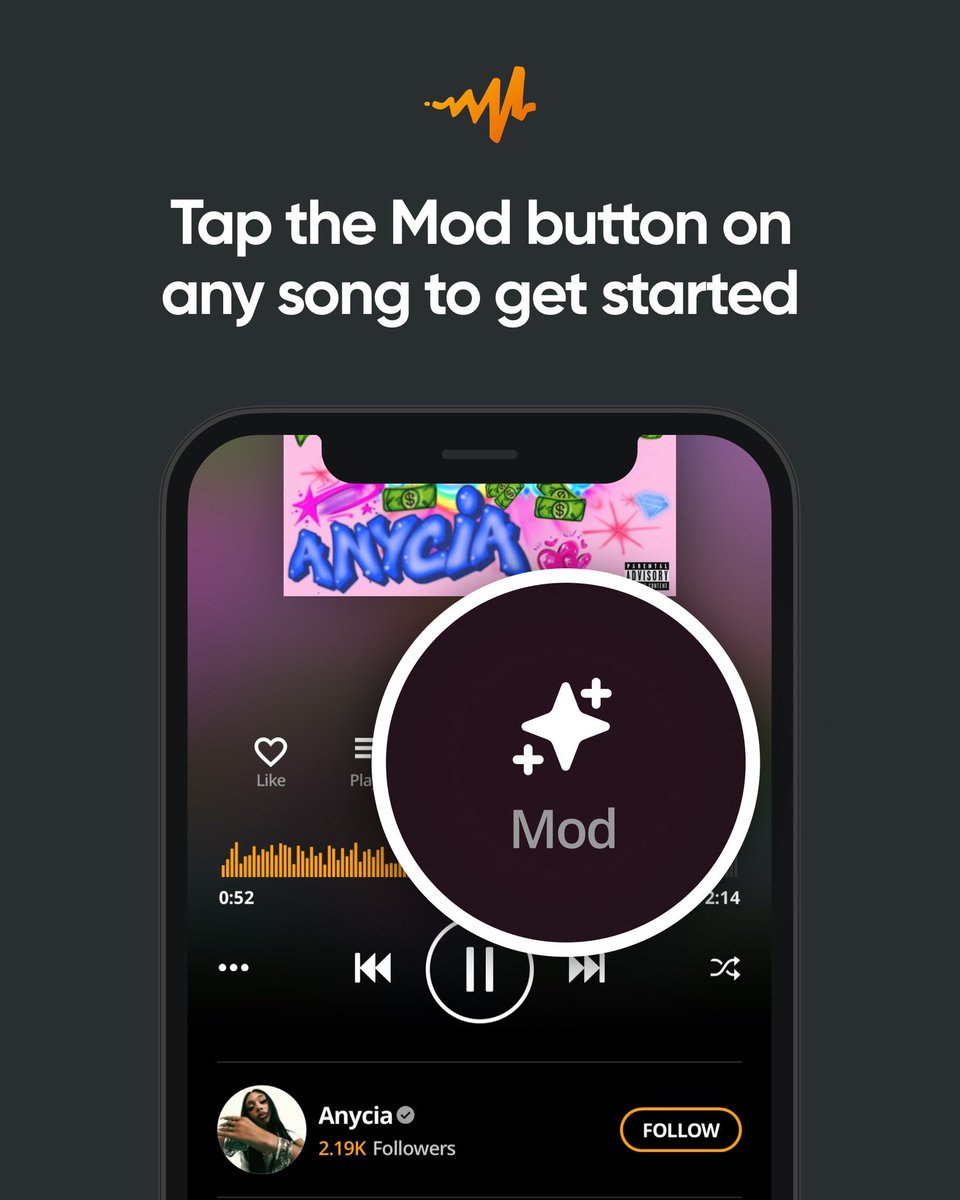 audiomack's tweet photo. 🔸Tap the Mod✨ button while you’re listening on the Audiomack app to get started https://t.co/DAsTRnH6tx