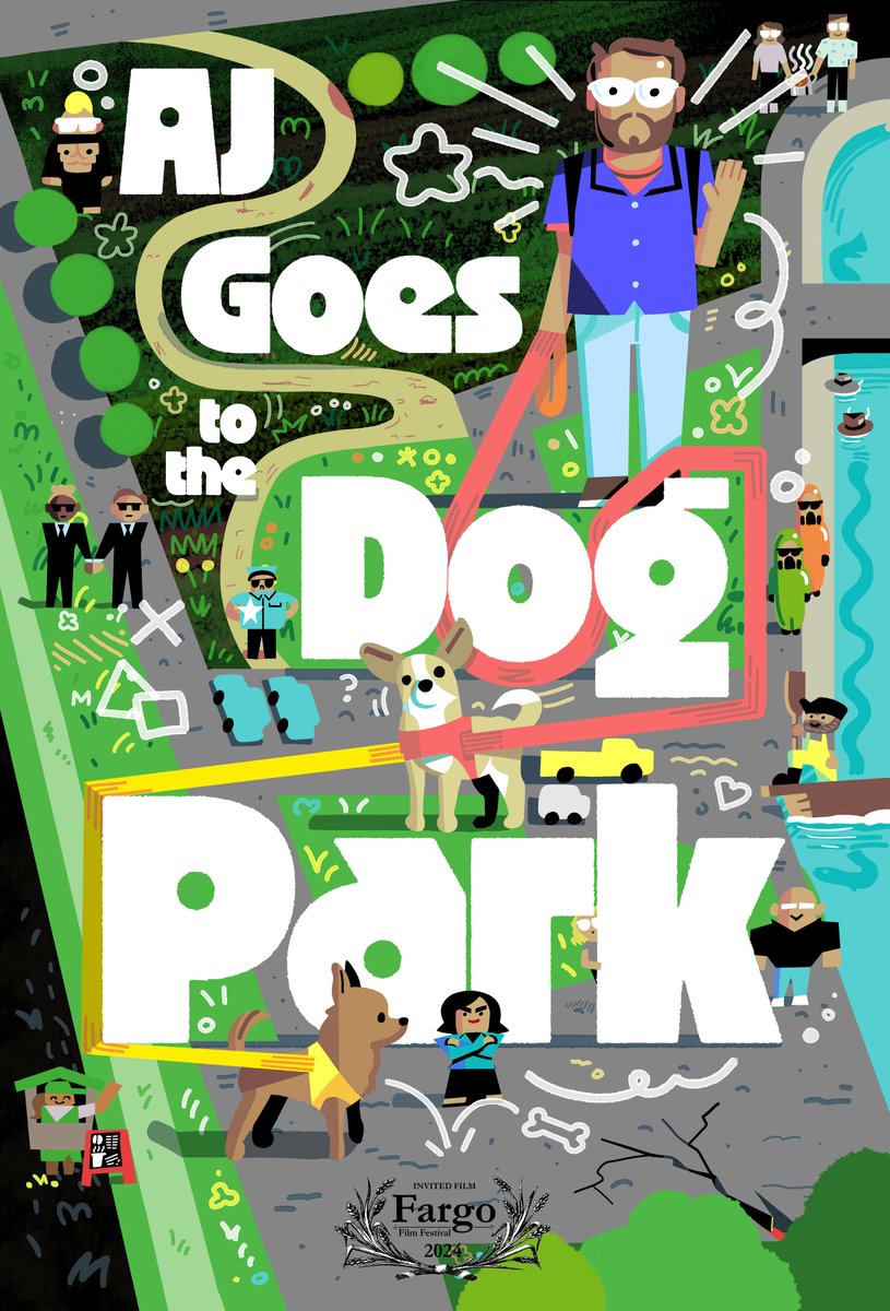 tobytobyjones's tweet photo. It's official: our microbudget independent feature film AJ GOES TO THE DOG PARK will premiere at the Fargo Film Festival next month!

To celebrate the announcement, here is a new poster by @hoimichi (logo design by @DylanLathrop )! https://t.co/2WFvWdebuV