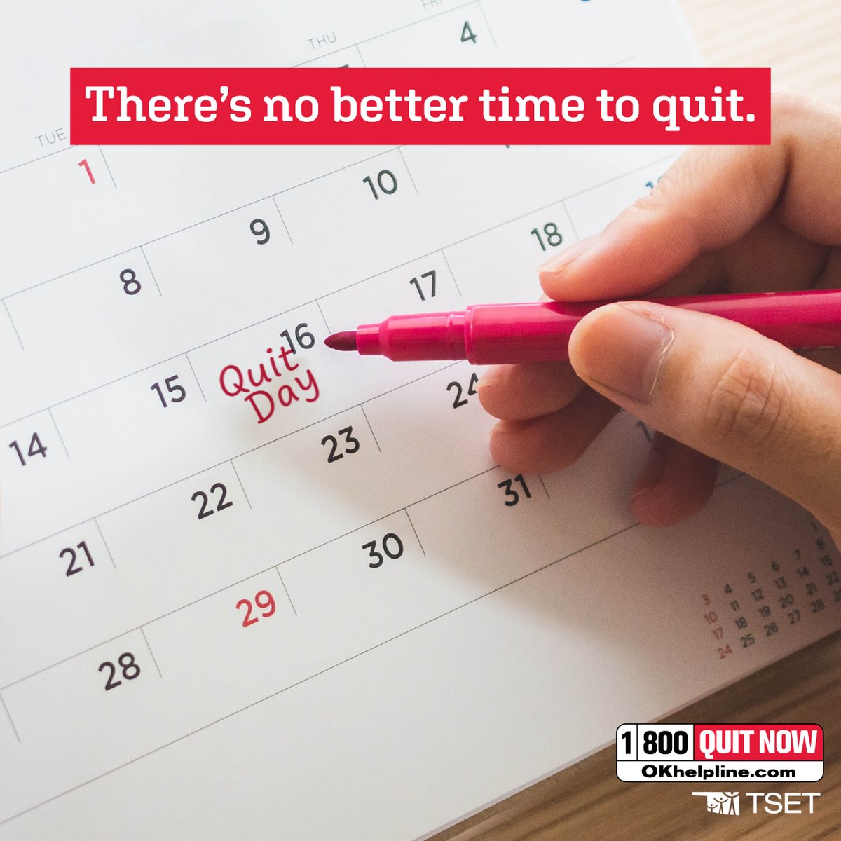 You don’t have to wait until next January to quit smoking. Why not pick a quit date this month and make it a new holiday?