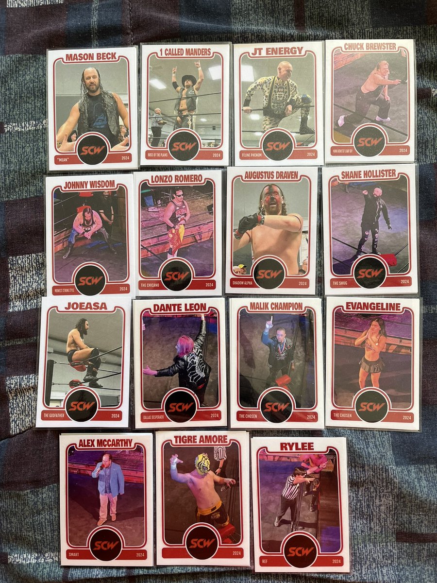 Custom cards for @SCWPro talent ready for Saturday night. Looking forward to the event