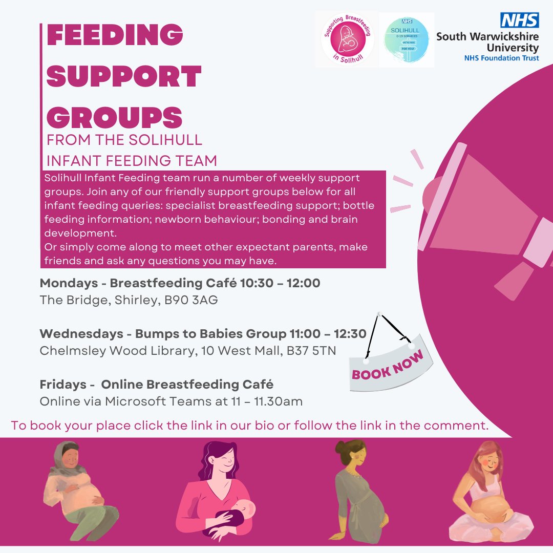 All are welcome, whether you are breast/bottle-feeding your baby!  

Friday Cafes are hosted on Microsoft Teams, which you don't need to sign up for. 
Simply click this link at 11am on a Friday &amp; join as a guest: tinyurl.com/BF-CAFE  

Book: linktr.ee/Solihull.IFT