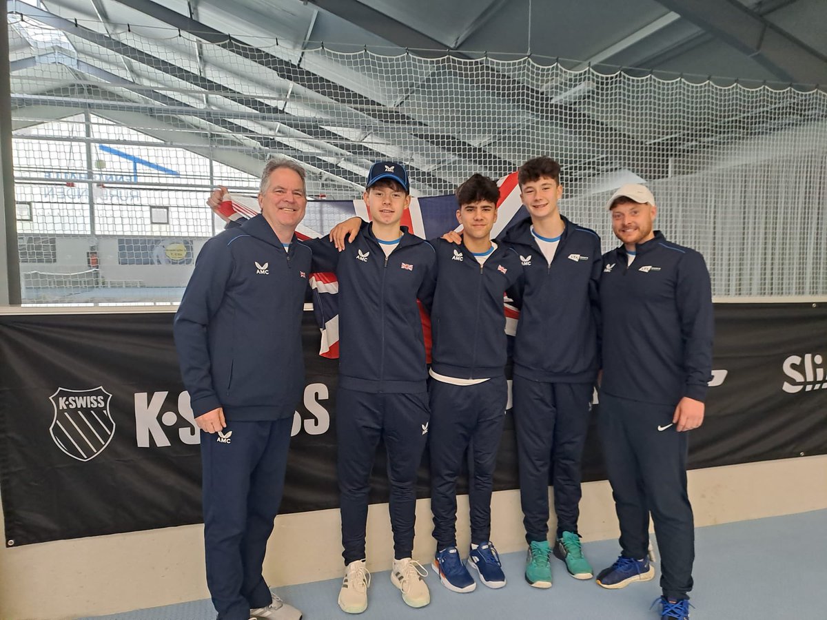 chriswilks12's tweet photo. Having qualified for the Winter cup finals, the boys won today to book a place in the in the final 4 ,take on Slovakia tomorrow. @the_LTA @GBtennis @LeonSmith @babolat @TennisEurope https://t.co/OpCQJ6B5xI