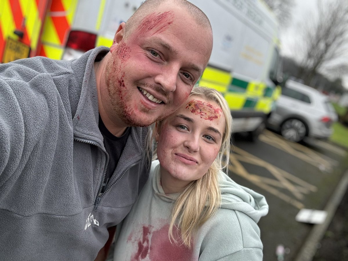 MccamleyScott's tweet photo. CPD day 🚑 Acting as casualties for SORT training sessions. Simulated terrorist incident and multi agency response 🚑🚒🚓 https://t.co/f7iF3DsD2X