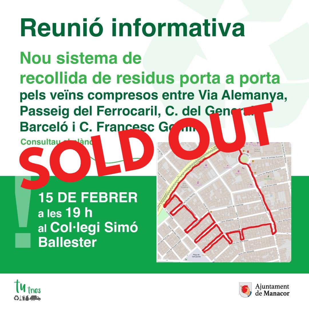 sebastiallodra's tweet photo. Els veïnats responen massivament a la 2a reunio d’ampliació del 🚪♻️ porta a porta a Manacor.
Perquè l’éxit de la mesura va, sobretot, de veïnats que prenen la decisió correcta i separen bé a ca seva.
✊🟫🟩🟦🟨⬜️
#TuTries
#Manacor https://t.co/wWoSNHbAMB