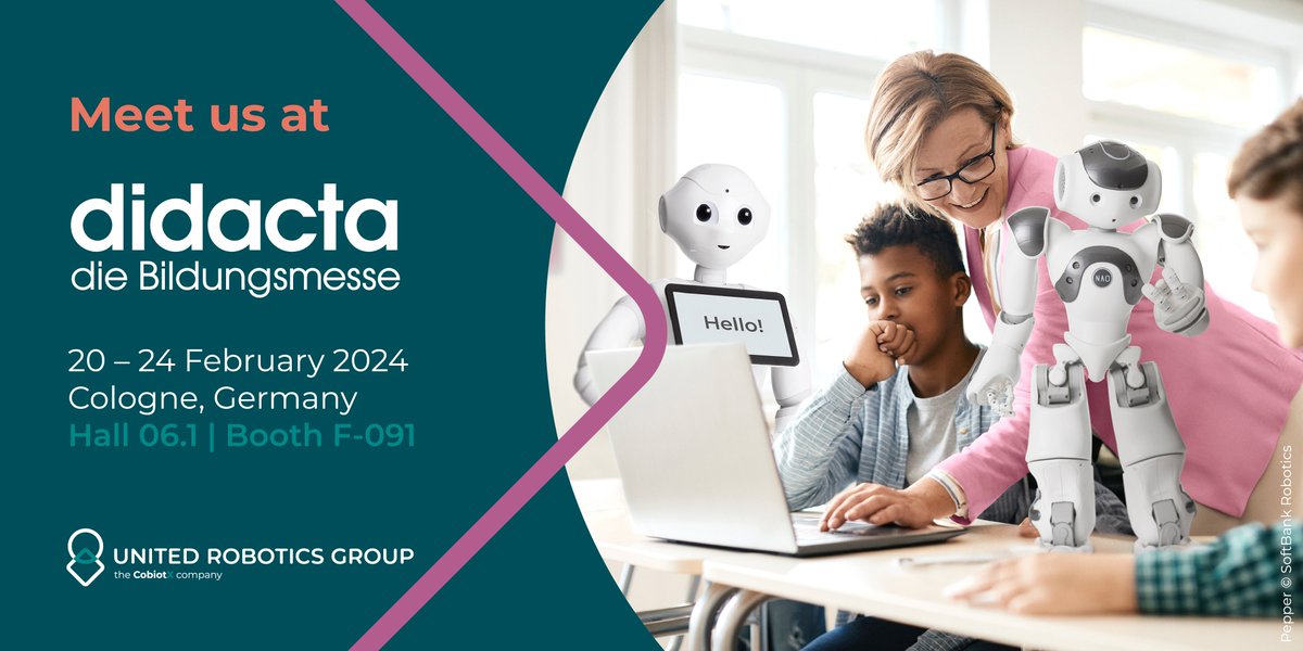 🇩🇪Join us at the Koelnmesse GmbH in Köln, Germany, from February 20-24, 2024. Stop by our booth at Hall 06.1 - Booth F-091 to experience the future of #educationalrobotics 👉Learn more:ow.ly/uhES50QBFJO #Educatech #NAOrobot #Blockly #STEAMeducation #PepperChatGPT #CobiotX