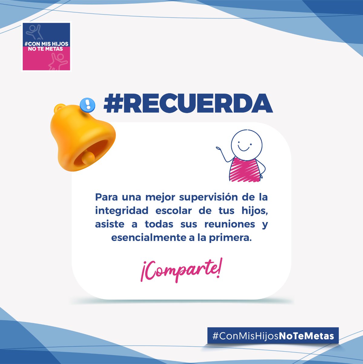 conmishijosnocl's tweet photo. ¡Recuerda! 
Es importante ser un apoderado presente y responsable. 

No olvides participar de la primera reunión escolar y estar pendiente del bienestar integral y las necesidades de tus hijos. 
#ConMisHijosNoTeMetas 🇨🇱 https://t.co/s9CJKbyD7a