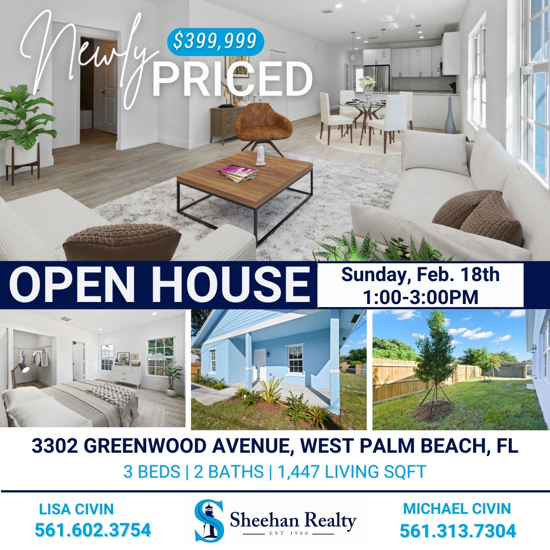 OPEN HOUSE #westpalmbeach 
Sunday, 2/18, 1-3PM
3302 Greenwood Ave, WPB
bit.ly/3302Greenwooda…