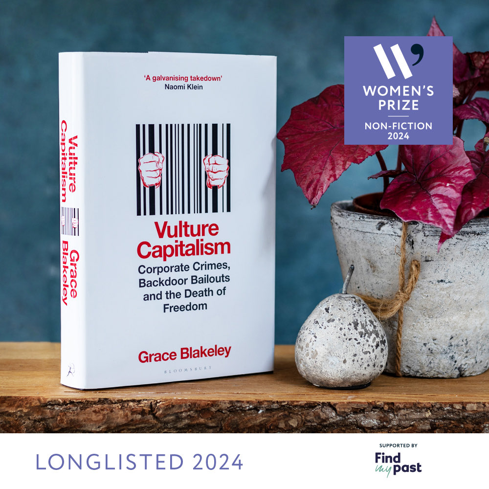 Can’t quite believe it but Vulture Capitalism has been longlisted for the ⁦@WomensPrize⁩ 😍