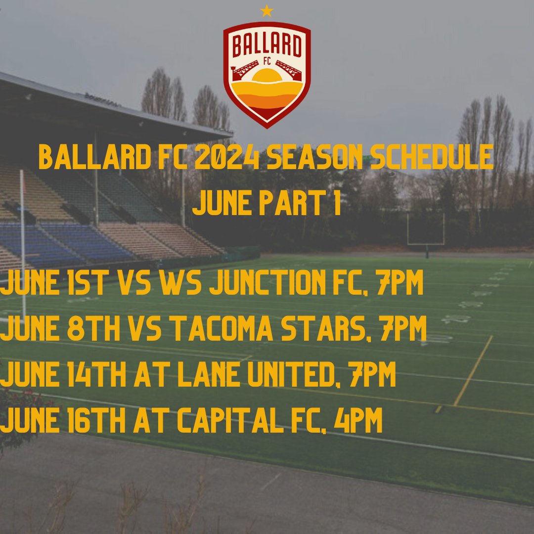 CSS_Futures's tweet image. The defending @USLLeagueTwo champs have announced their schedule! Here's what to look forward to during the 2024 season for @goBallardFC!

Sea you at Memorial!

Memorial Stadium photo by Tim Durkan

#BallardFC #UpTheBridges #USLL2