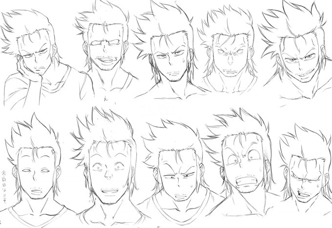 lv1魔王のマックスのキャラデザ用ラフ。表情豊かなのでとりあえず描き出す作業〜💦 