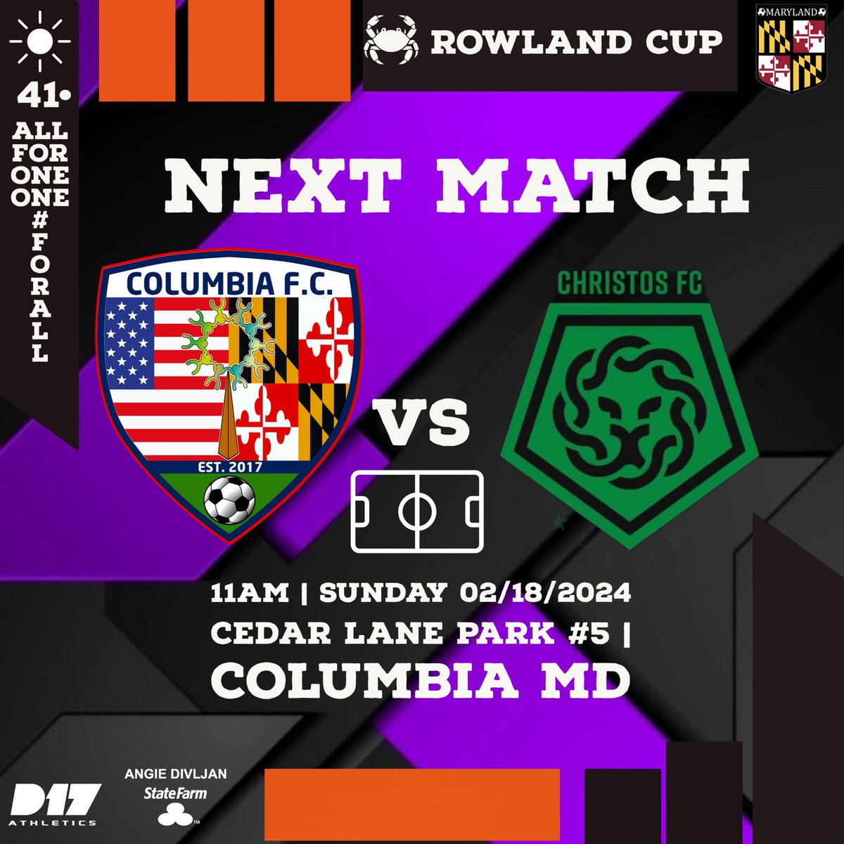 columbiafcmd's tweet photo. ⚽️🎟️ This Sunday @marylandsoccer #RowlandCup semifinal vs @ChristosFC come support local #soccer and watch a great game between 2 sides that want to reach the final VAMOS!!! All for One, One #ForAll #cfcmd #maryland https://t.co/VUzdH5mLm1