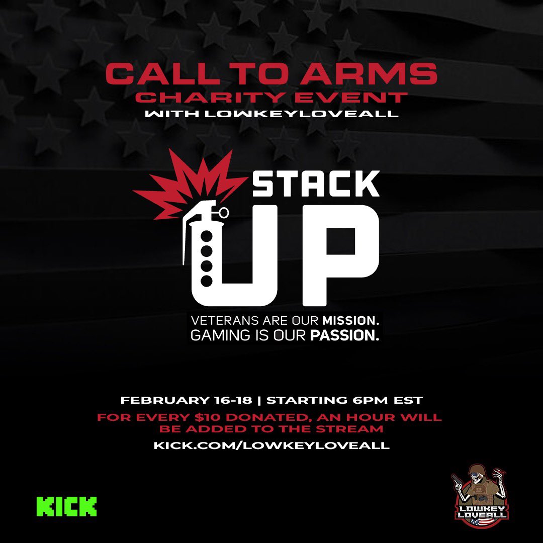 Tomorrow starts the Presidents weekend charity stream and DONOthon! For every $10 donated, Scott will add an hour to his stream! Be sure to tune in! All proceeds go to @StackUpDotOrg 

 #AFIMSOYFAMILY #msoy24 #AFIMSOY2024