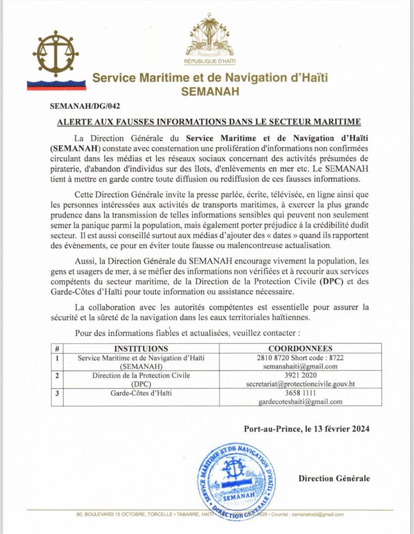 🚨Alerte aux fausses informations dans le secteur maritime !