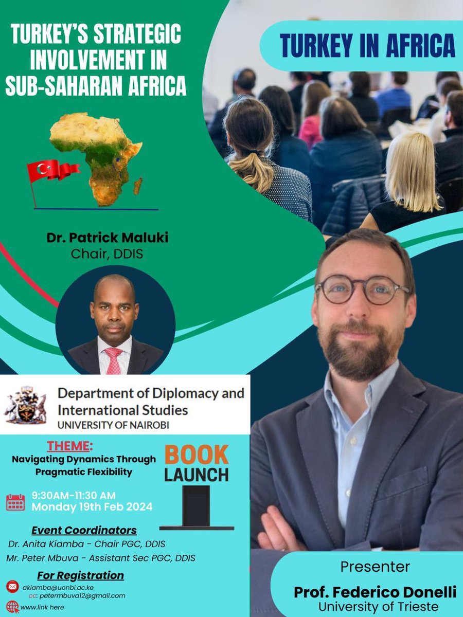 📌Thrilled to share #insights on #Turkey's #footprint in Sub-Saharan #Africa! Join me at @uonbi for an engaging #talk based on my #book by @BloomsburyPub 📆 19 February 2024 ⏰ 9.30 AM (EAT) 📍 #University of Nairobi, #Nairobi @UniTrieste @OrionPolicyIns #security #IR