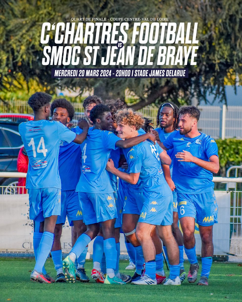 𝗖𝗼𝘂𝗽𝗲 𝗱𝘂 𝗖𝗲𝗻𝘁𝗿𝗲-𝗩𝗮𝗹 𝗱𝗲 𝗟𝗼𝗶𝗿𝗲 🏆

Pour les quarts de finale, nos Chartrains recevront SMOC Football, le mercredi 20 mars 2024 à 20h00 au stade James Delarue ! 🔥⚡️

📸 Feily Puspita

#CoupeduCentre #AllezChartres 🔵⚪️