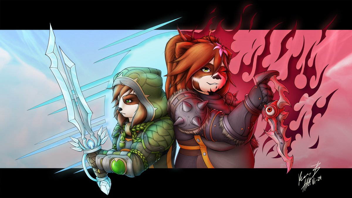 Finished up another piece! 'Of Order and Chaos' - A tribute piece to a RP storyline we did in our guild last year!😊 #warcraft #Pandaren #SoulCalibur