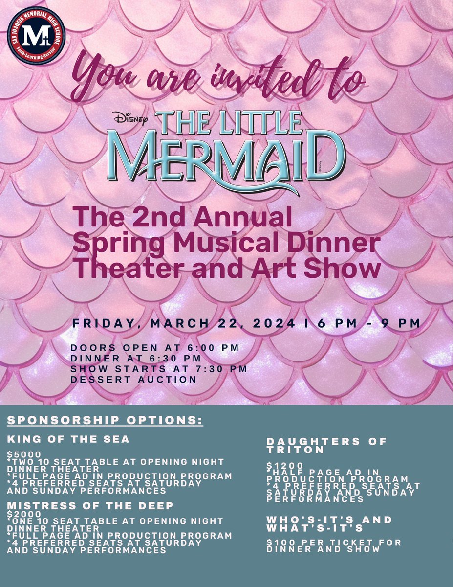San Joaquin Memorial High School (@sjmhs) on Twitter photo This will be such a fun event! Last year was the inaugural year for this and everyone really enjoyed the Dinner and Art Show! #saveyourspot #buyyourticket
You can purchase your ticket or become a Sponsor by contacting Shirley Boujikian at sboujikian@fresnocatholic.org ! #arts This will be such a fun event! Last year was the inaugural year for this and everyone really enjoyed the Dinner and Art Show! #saveyourspot #buyyourticket
You can purchase your ticket or become a Sponsor by contacting Shirley Boujikian at sboujikian@fresnocatholic.org ! #arts