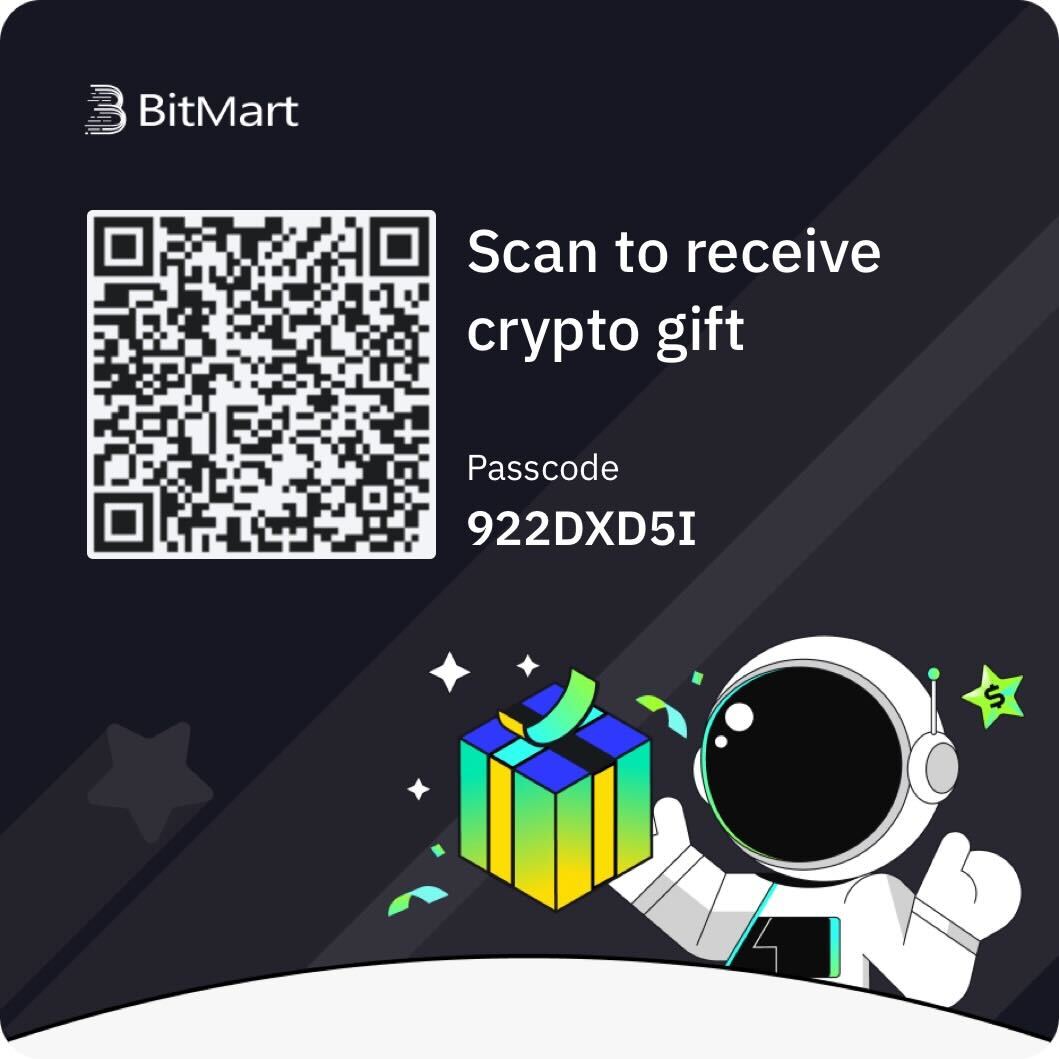 Thanks, every #BitMartian, for your love! ❤️ Please use the link (or scan  the QR code) and the passcode below to claim your #crypto gift! $500 for  the first 100 lucky users!