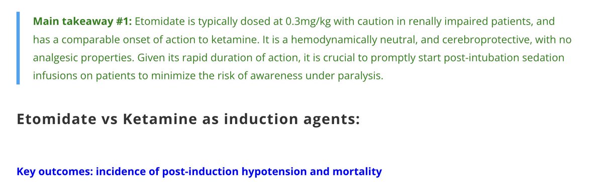 We hadn't been able to use Etomidate for quite a while because it had been on backorder.

Finally having access, Dr. <a href="/IMenchetti/">Isabella Menchetti, MD</a> has done a great comparison of Ketamine and Etomidate in multiple specific clinical scenarios, super useful!

emottawablog.com/2024/02/ketami…