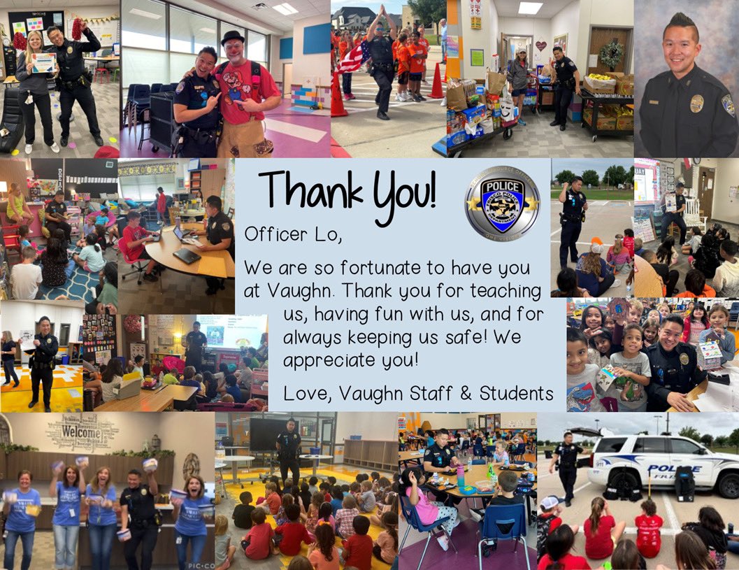 Officer Lo being thanked by Vaughn Elementary!