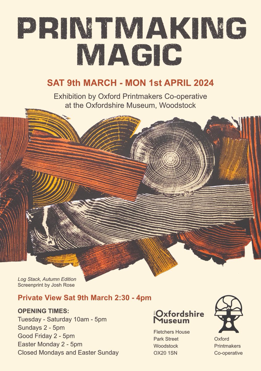 Coming in March - 'Printmaking Magic' in Woodstock <a href="/OxMuseumService/">Oxfordshire Museum Service</a>.

Join us for our Private View on the opening day, Sat, 9th March, 2.30-4pm!

Details below.
