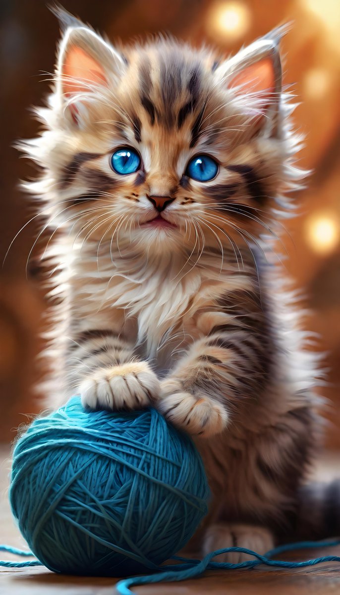 zero2zedGaming's tweet photo. Kitten's Charm The Precious Twine #kitten #cat #cute #adorable #fluffy #ballofstring #blueeyes #feline #AnimalLovers #aianimal #ai #digitalart #art #artificialintelligence #generativeai #machinelearning #aiart #aiartworks #aiartistcommunity https://t.co/4oWatdrXF4
