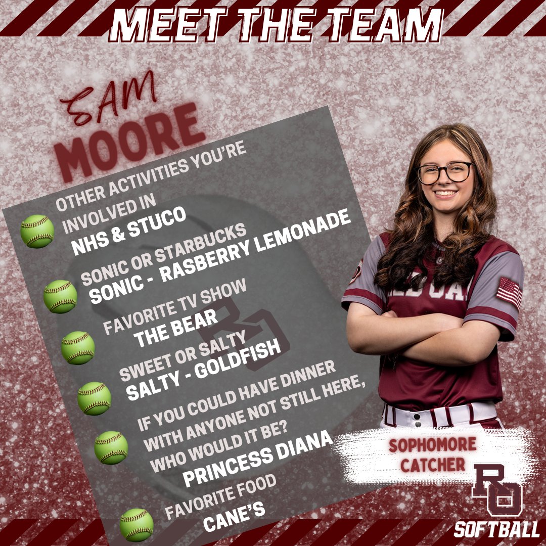 rohawksoftball's tweet photo. Day #15 #FebruaryFeatures is Sam!  She's a catcher for the Lady Hawks 🥎 and also participates in NHS and Student Council!  Cant wait to see the blocks 🧱  she will make this spring! #JV @rohighschool  @roisdathletics  @redoakisd https://t.co/2ZkGO1vDm0