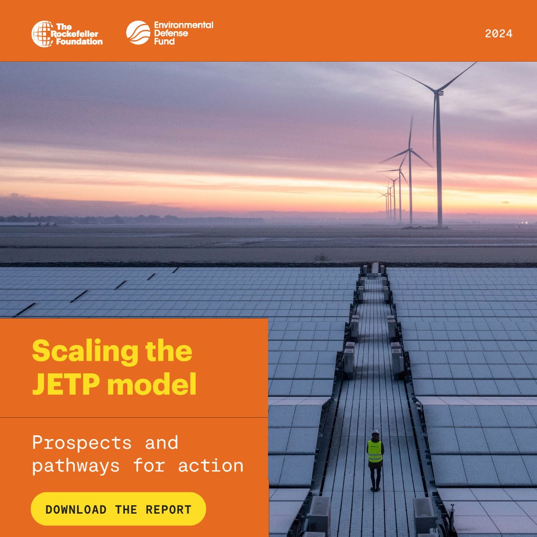 RockefellerFdn's tweet photo. Just Energy Transition Partnerships (JETPs) can drive lower- and middle-income countries toward a #cleanenergy future faster. This new report shares the 4 pathways to evolve the JETP model. ⚡🔆 Read more: https://t.co/CSsDih7isK https://t.co/CMjyUq7mvY