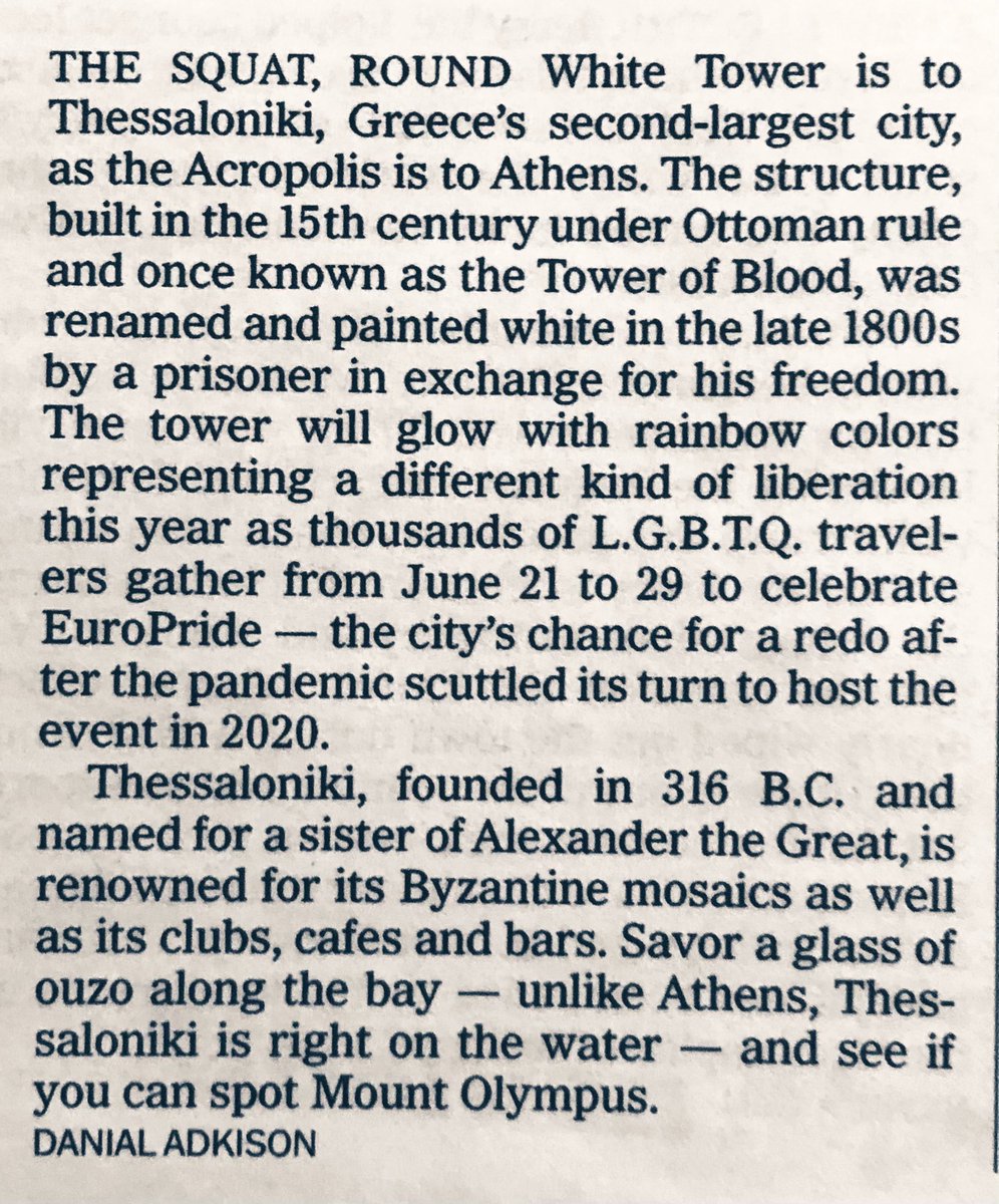 Sharing this @4Gelly from the New York Times Traveling Well section that was also part of my last Sunday Chicago Tribune newspaper. Your locale was included in the Top 30 Places To Go in 2024 with the EuroPride  2024 celebration being featured! 🏳️‍🌈 🌈 🏳️‍⚧️