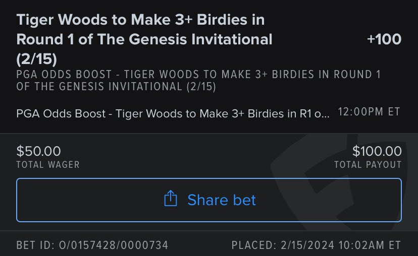 HammerheadDFS's tweet image. Looks like Tiger Woods got his 3 birdies in 6 holes. Easy Money! ⛳️💰
#GenesisOpen #PGA