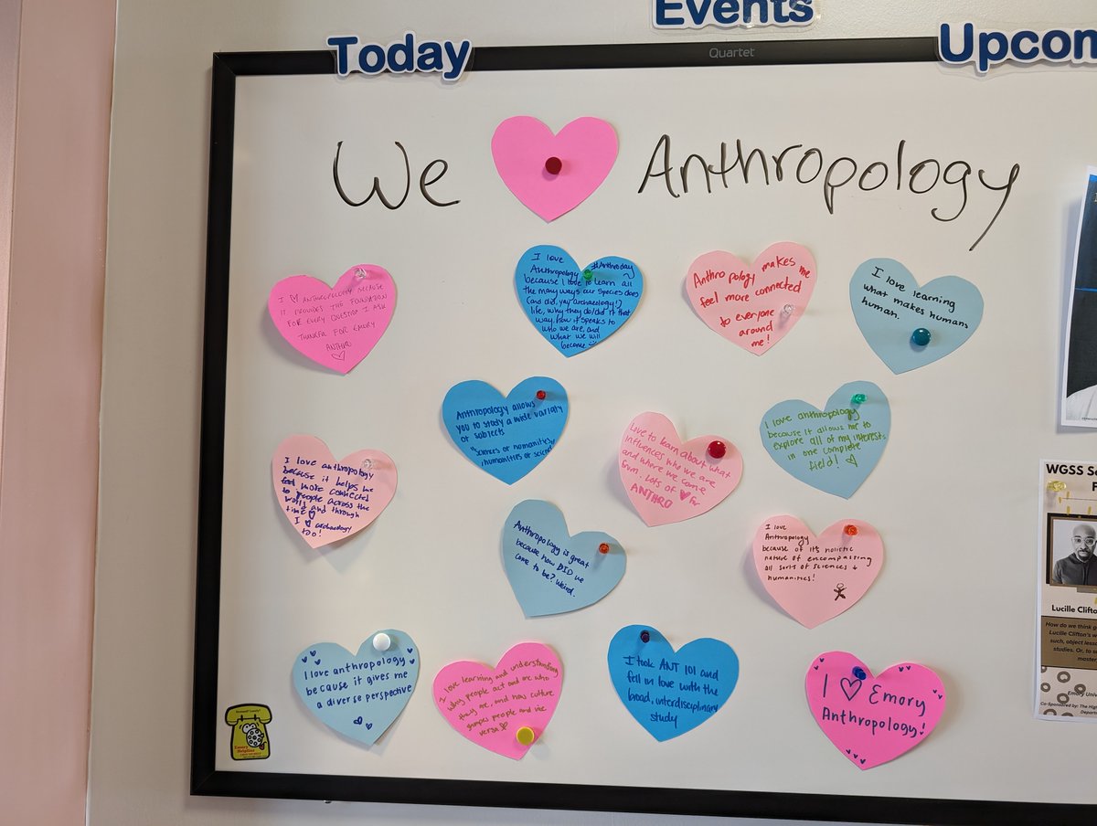 Happy Anthropology day! Come by the second floor of the building and tell us why YOU love Anthropology! We have Anthropology-tine day cards and sweet treats to share. #AnthroDay #emorycollege #EmoryUniversity