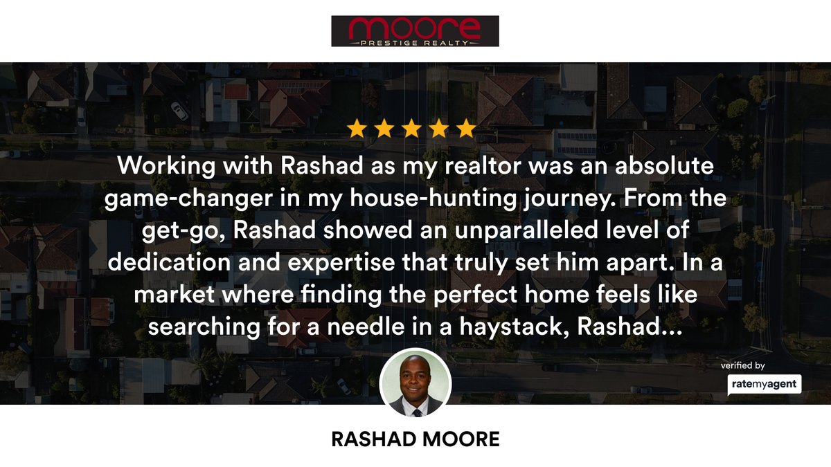 RashadTMoore's tweet photo. My latest RateMyAgent review in Linden.
 0451491
https://t.co/uIZ9uROnFV

...
#ratemyagent #realestate #MOORE_PRESTIGE_REALTY https://t.co/JThlegv1Ps