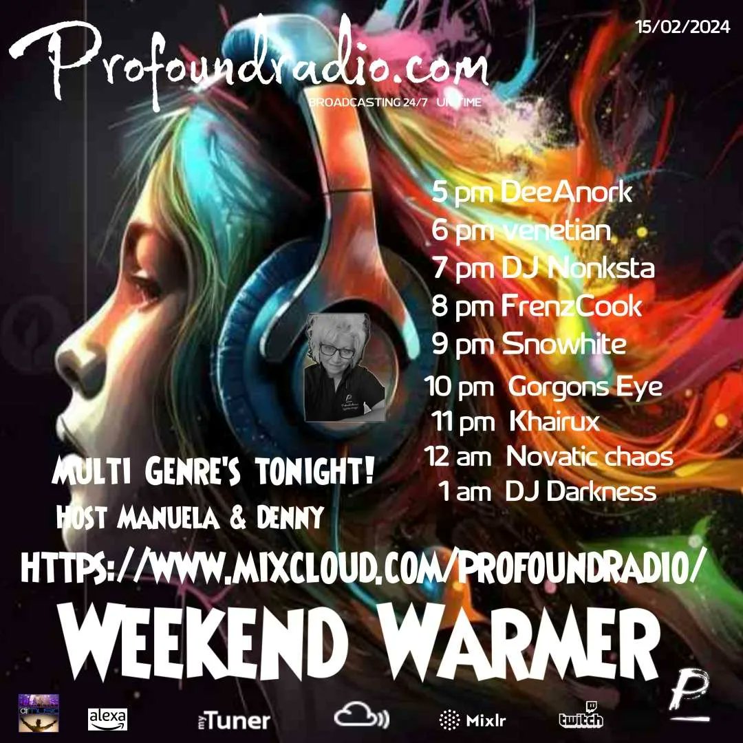 It's time again for another Thursday Weekend Warmer with an awesome DJ lineup 🔥🙏🏾😈🔥
#profoundradio #djlineup #ukradioshow #dancemusic #musiclovers #technolovers #techno #hardtechno #darktechno #techhouse #house #drumandbass #trance #hardcoretechno #gorgonseye